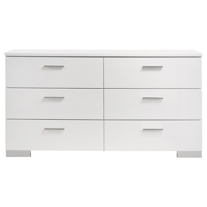 Coaster Felicity Contemporary 6-Drawer Wood Dresser in White
