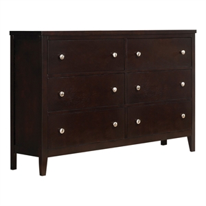 coaster carlton transitional 6-drawer wood dresser in cappuccino