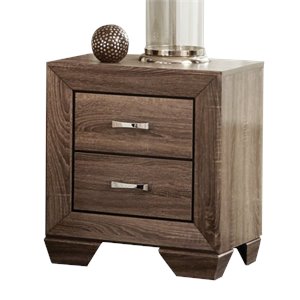 coaster kauffman 2 drawer nightstand in washed taupe and chrome