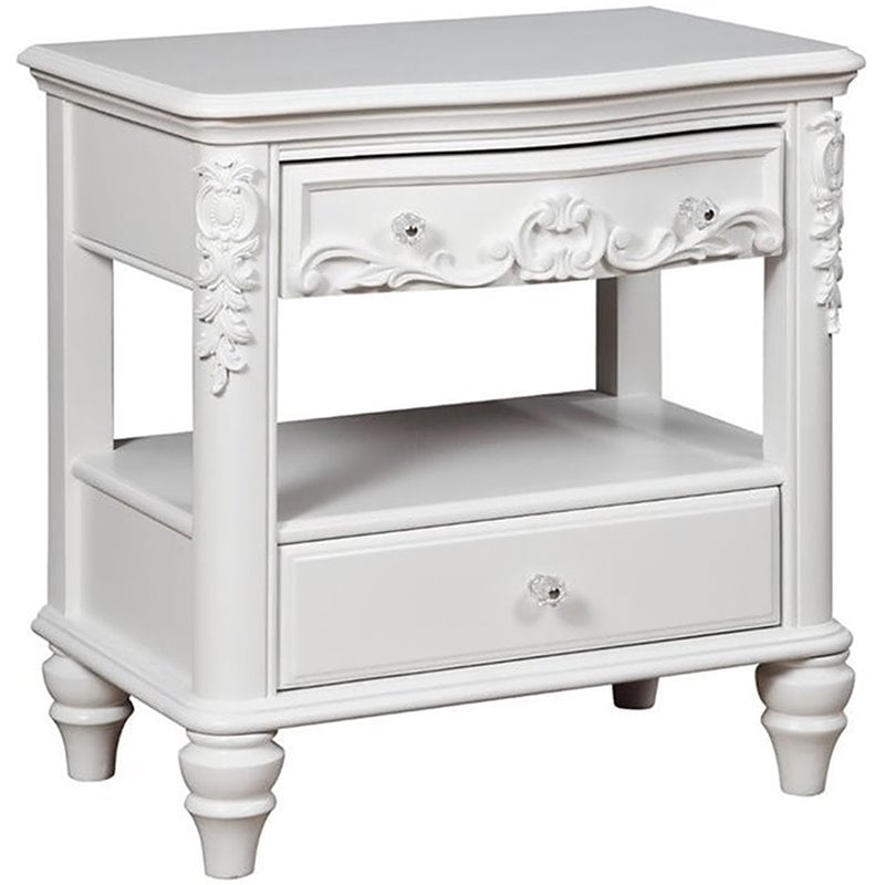 Coaster Caroline 2 Drawer Nightstand With Rosette Knobs In White 400722