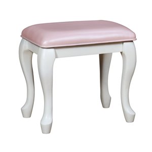 coaster caroline vanity stool in white and pink