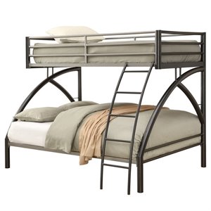 coaster stephan twin over full metal bunk bed in gunmetal
