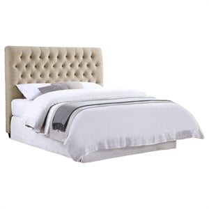 Chloe Upholstered Queen Panel Headboard Oatmeal