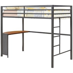 coaster fisher metal twin loft bed in honey and gunmetal