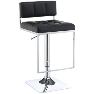 coaster adjustable upholstered bar stool in chrome (a)