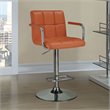 Coaster Faux Leather Adjustable Bar Stool in Orange and Chrome