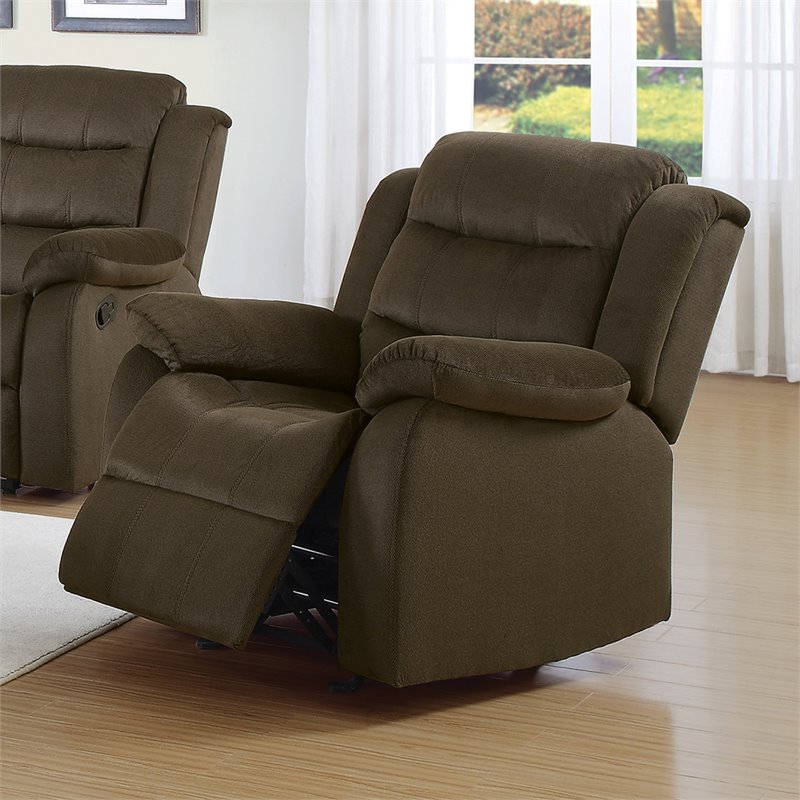 Coaster Rodman Transitional Velvet Upholstered Glider Recliner Olive