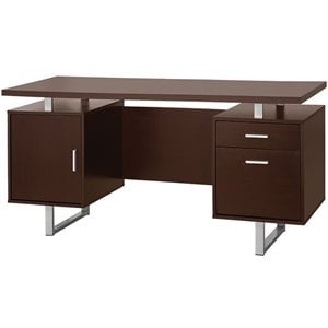 coaster glavan 2 drawer writing desk in cappuccino and silver