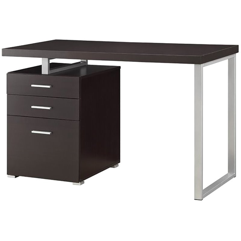 Coaster 3 Drawer Writing Desk In Cappuccino And Silver 800519 Coaster 3 Drawer Writing Desk In