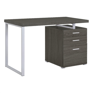 coaster brennan modern 3-drawer wood office desk in silver