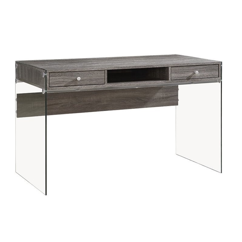 weathered gray writing desk