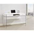 Coaster Dobrev 2-Drawer Wood Top Writing Desk Glossy White and Clear
