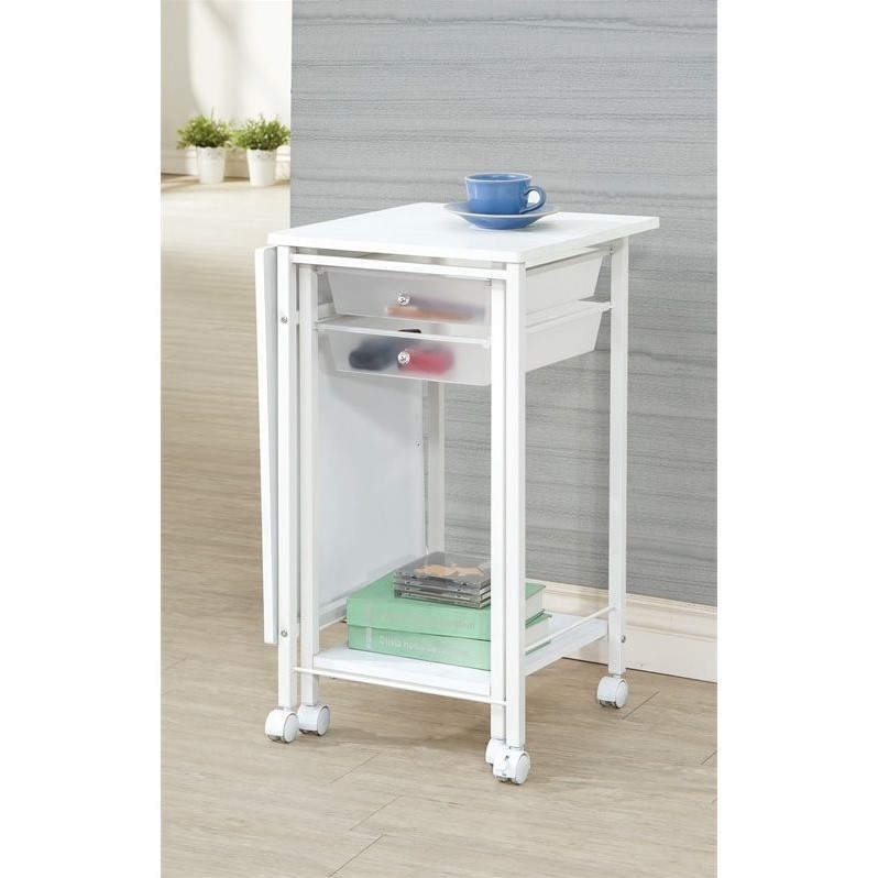 Coaster 2 Drawer Folding Desk with Casters in White 800430