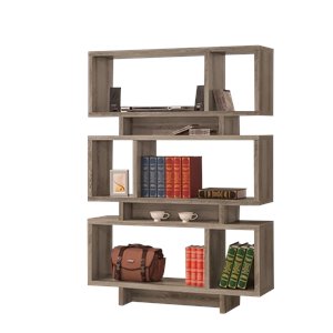 Coaster 5-Shelf Geometric Contemporary Wood Bookcase in Gray
