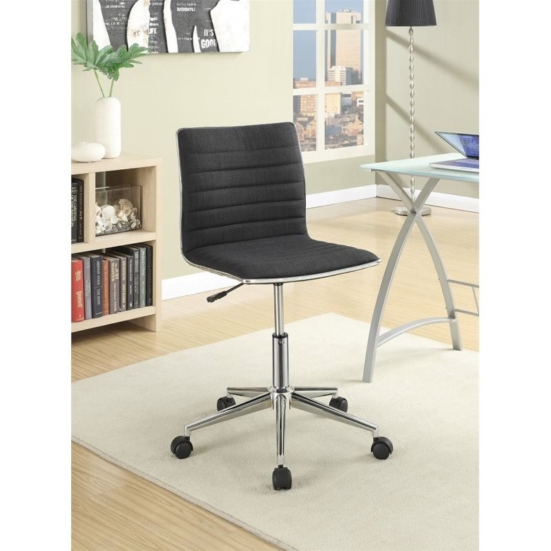 Coaster Chryses Armless Channel Tufted Fabric Office Chair in Black