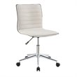 Coaster Armless Channel Tufted Fabric Office Chair in White and Chrome
