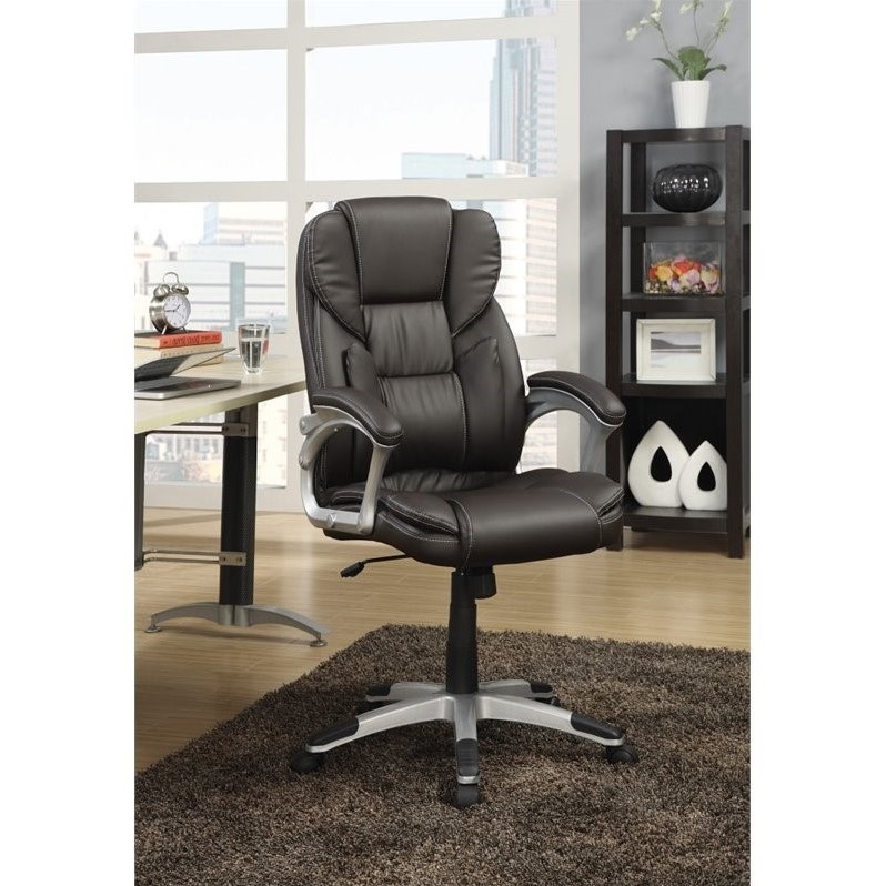 Coaster Adjustable Lumbar Support Faux Leather Office Chair in Brown