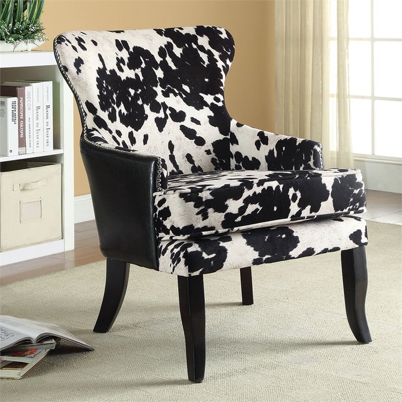 Coaster Cowhide Print Accent Chair in Black and White 902169