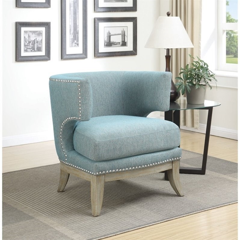 Coaster Barrel Back Upholstered Accent Chair in Blue - 902558