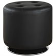 Coaster Tufted Faux Leather Round Ottoman in Black and Chrome