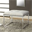 Coaster Faux Leather Tufted Square Ottoman in White