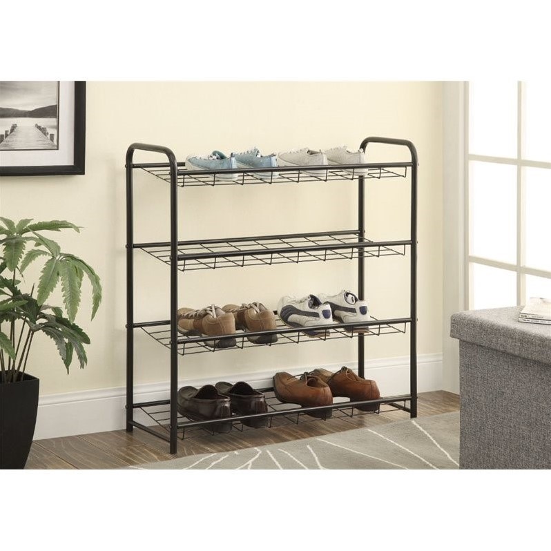 Coaster 4 Shelf Metal Shoe Rack in Black 950031 Coaster 4 Shelf Metal Shoe Rack in Black 950031