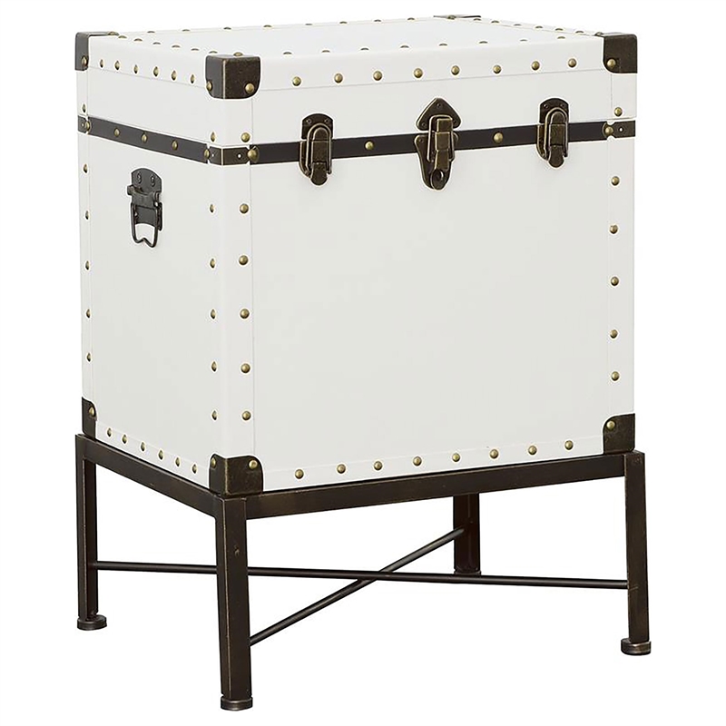 Coaster Contemporary Wood Accent Cabinet with Nailhead Trim in White