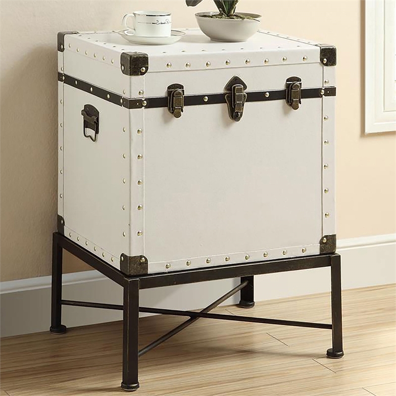 Coaster Contemporary Wood Accent Cabinet with Nailhead Trim in White