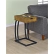 Troy 1-drawer C-Shaped Side Table Power Outlet Rustic Nutmeg