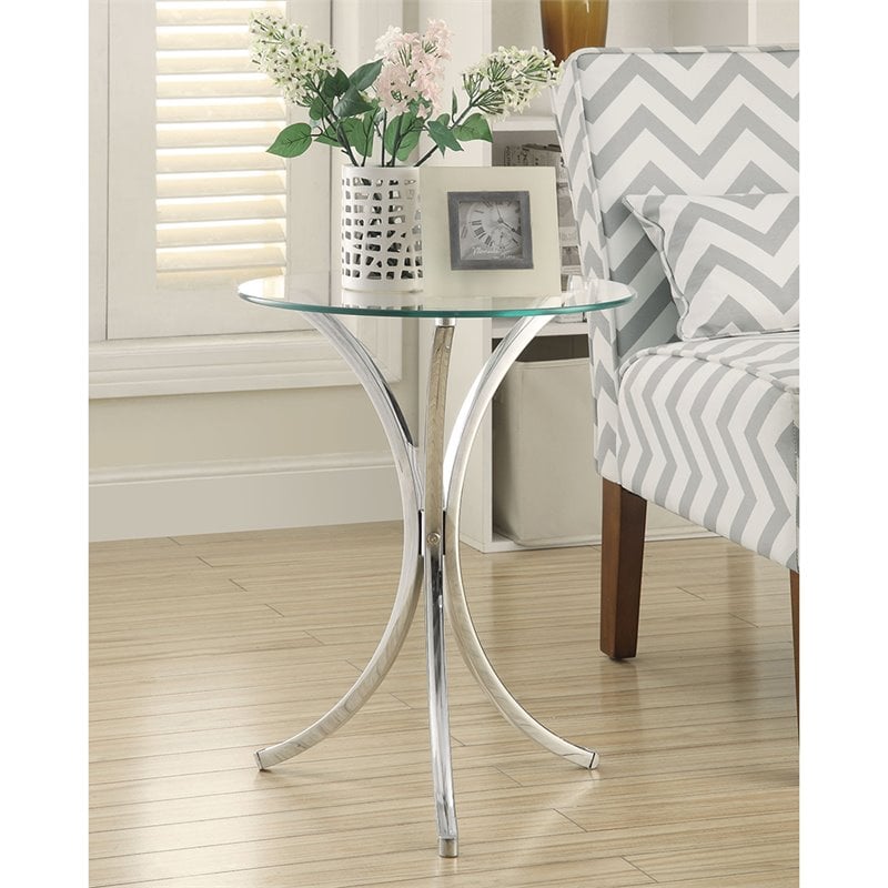 Coaster Round Glass Top Accent End, Small Round Glass Top Accent Table