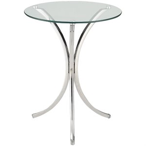 coaster round glass top accent end table in chrome
