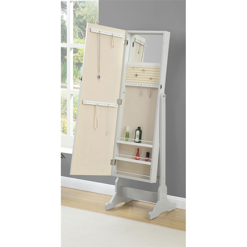 Yvonne Cheval Mirror with Jewelry Storage Dove Grey