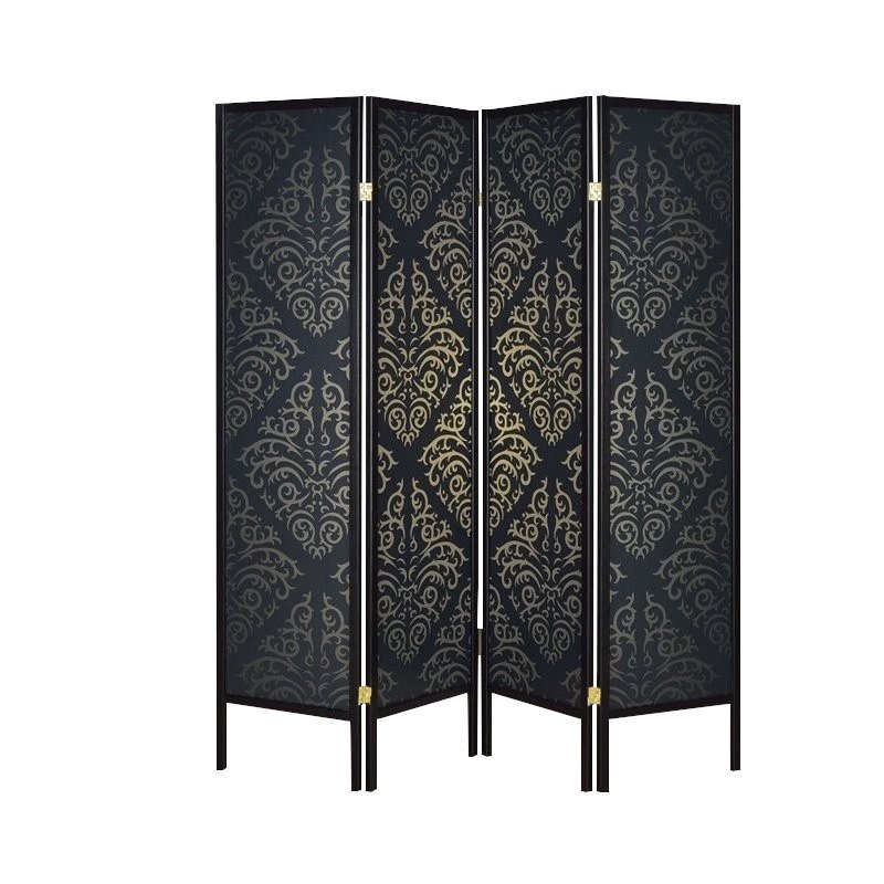 Coaster 4 Panel Folding Screen in Black and Gold