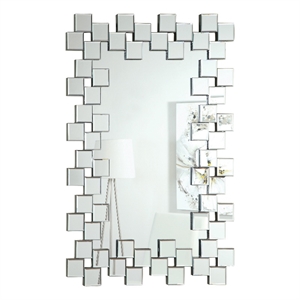 Coaster Pamela Modern Glass Frameless Wall Mirror with Staggered Tiles in Clear