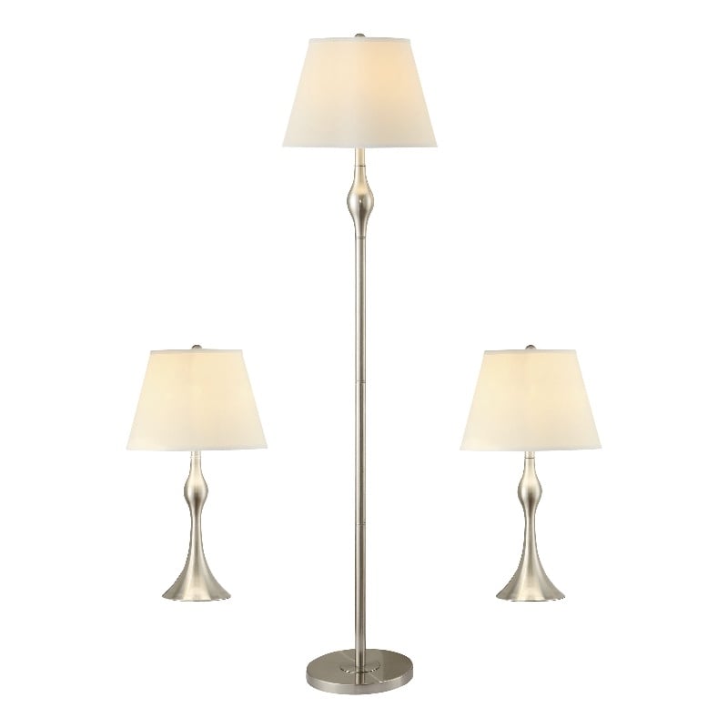 Griffin 3-piece Floor and Table Lamp Set Brushed Nickel