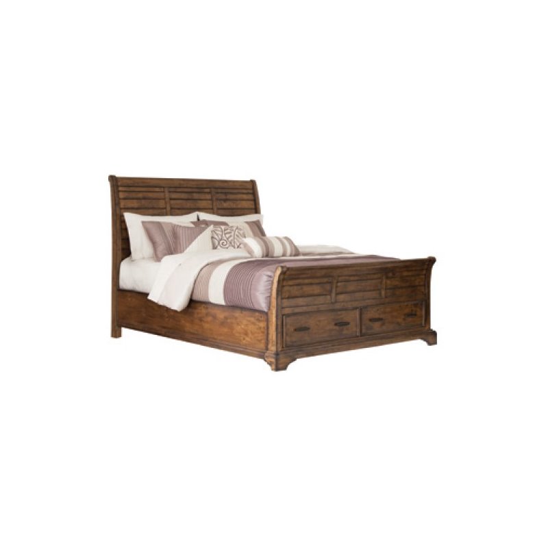 Coaster Elk Grove Queen Storage Sleigh Bed In Vintage Bourbon