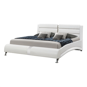 Coaster Jeremaine Contemporary Faux Leather Queen Platform Bed White