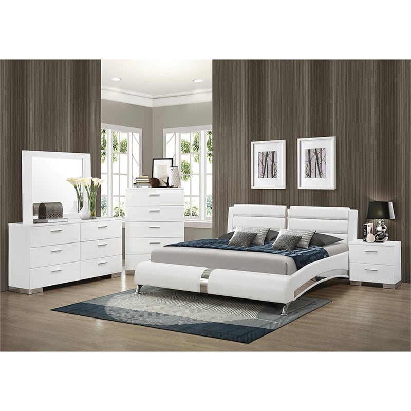 Jeremaine Upholstered Eastern King Sleigh Bed White
