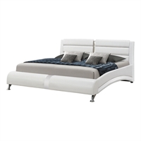 Guerin Leather Upholstered King Sleigh Bed in White