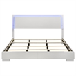 Coaster Felicity Wood Eastern King LED Panel Bed in White High Gloss