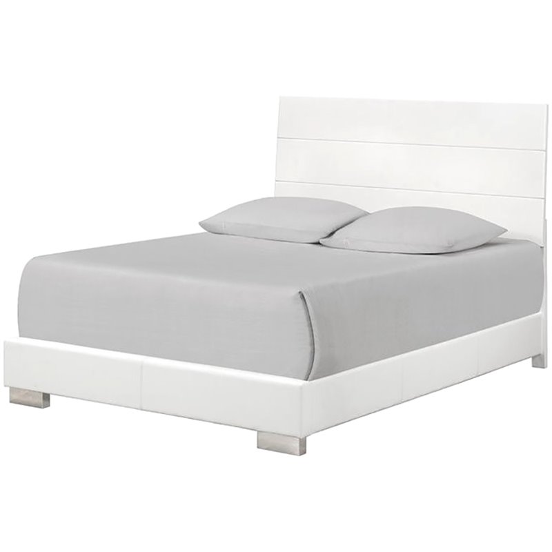 Coaster Felicity Faux Leather, White Leather California King Bed