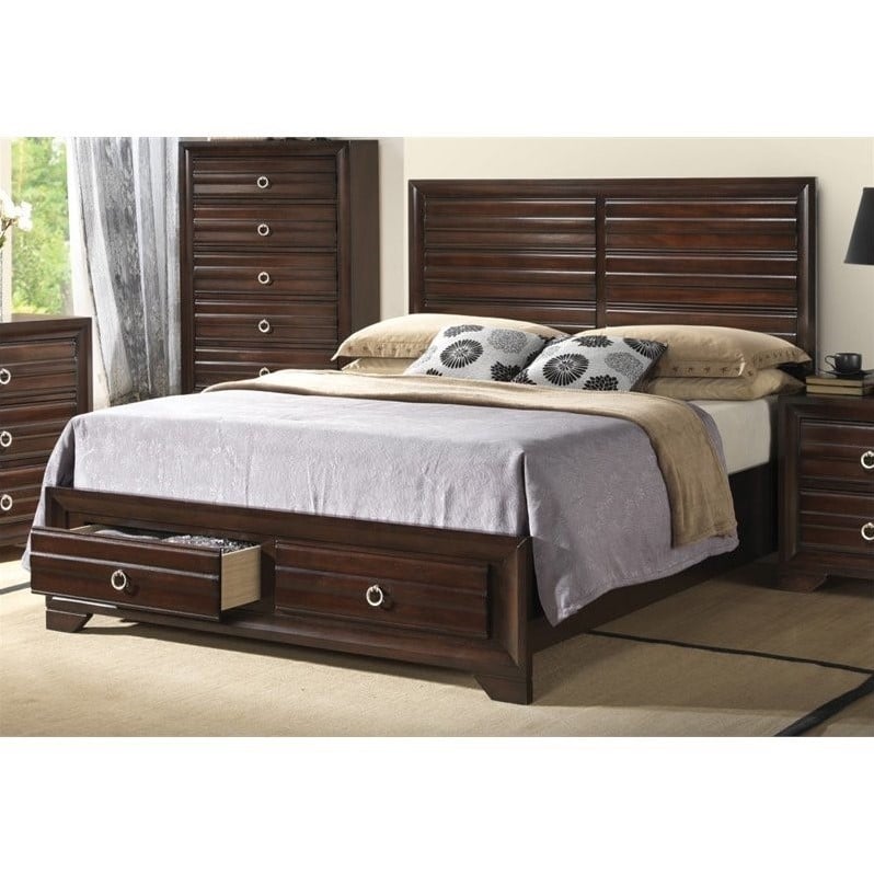 Coaster Bryce Queen Panel Bed with Drawers in Cappuccino - 203471Q