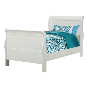 Coaster Louis Philippe Wood Twin Sleigh Panel Bed in White Finish