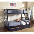 Coaster Ashton 2-Drawer Transitional Wood Twin over Full Bunk Bed in Navy Blue