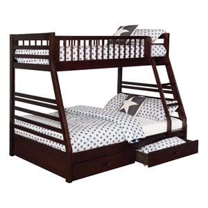 Coaster Ashton Twin over Full Wood Bunk Bed with Drawers in Brown Finish