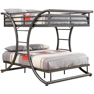 coaster stephan full over full metal bunk bed in gunmetal gray