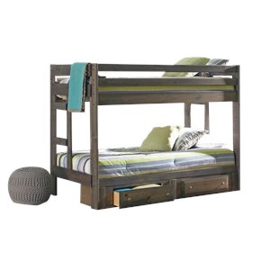 coaster wrangle hill twin over twin bunk bed with storage drawers