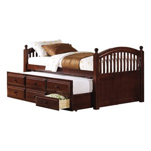 coaster norwood wood twin captain's bed with trundle and drawers in chestnut