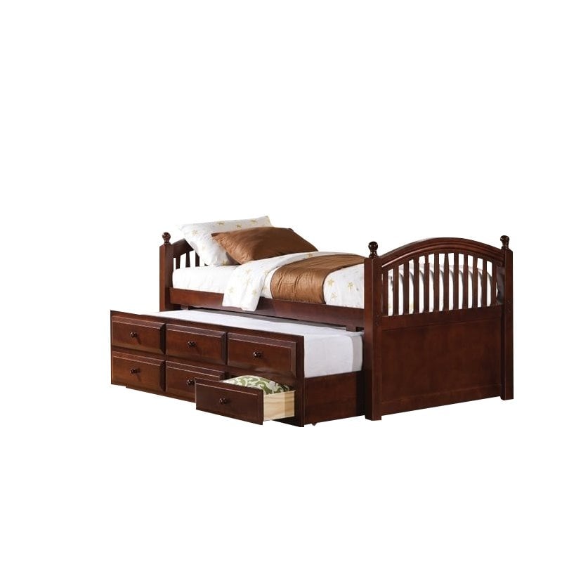 Coaster Twin Daybed with Trundle and Storage Drawers in Cherry - 400381T