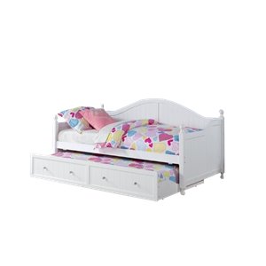 coaster twin daybed with trundle in white and crystal